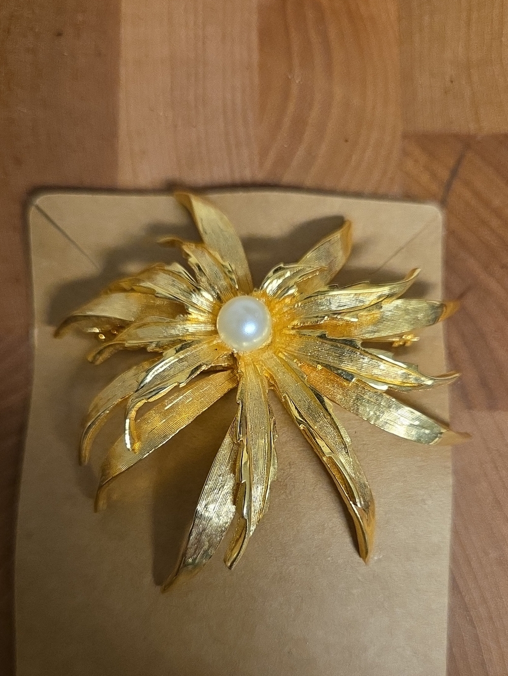 Gold-Tone Floral Pearl Center Brooch - Women's Jewelry